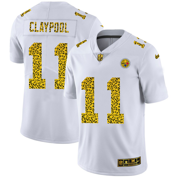 Men's Pittsburgh Steelers #11 Chase Claypool 2020 White Leopard Print Fashion Limited Stitched NFL Jersey